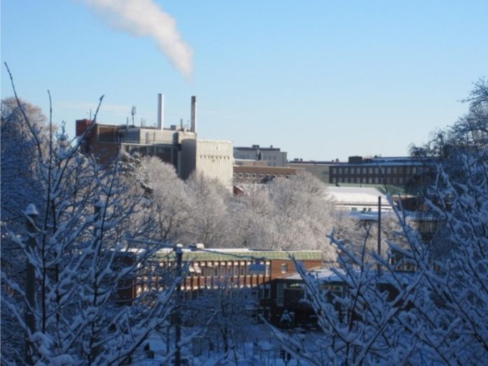 The following photograph shows the Chalmers campus with the power plant, which includes the CFB boiler with the integrated gasifier
