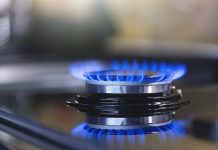 Natural gas blue flames