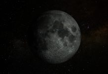 Moon in the outer space background 3D rendering