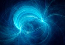 Blue electromagnetic field, computer generated abstract background