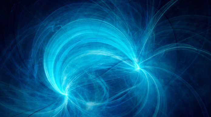 Blue electromagnetic field, computer generated abstract background