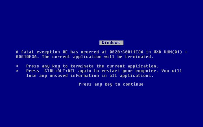 Blue Screen of Death (BSOD). System Crash Report Background. Vector Illustration.