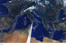 1-day RGB composite image of the Mediterranean Sea as observed by Sentinel 3A and 3B on July 14th, 2022. ©EUMETSAT [2024] phytoplankton