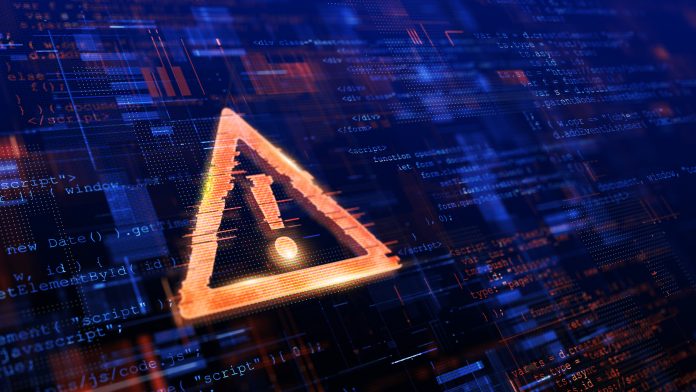 Computer Hacked, System Error, Virus, Cyber attack, Malware Concept. Danger Symbol. 3d rendering.