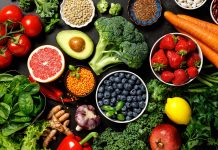 Healthy food. Healthy eating background. Fruit, vegetable, berry. Vegetarian eating. Superfood