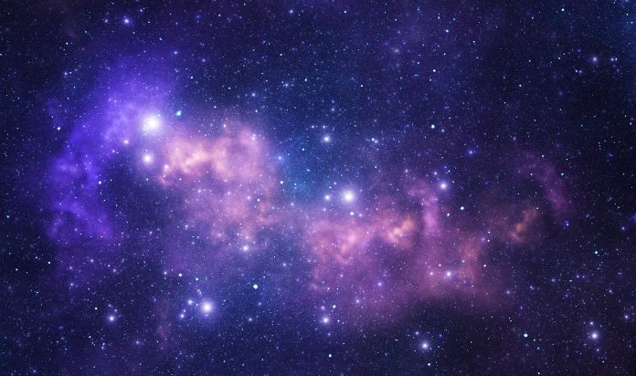 purple stars in night sky