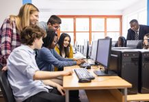 High school students in computer lab