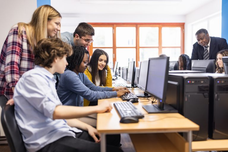 High school students in computer lab