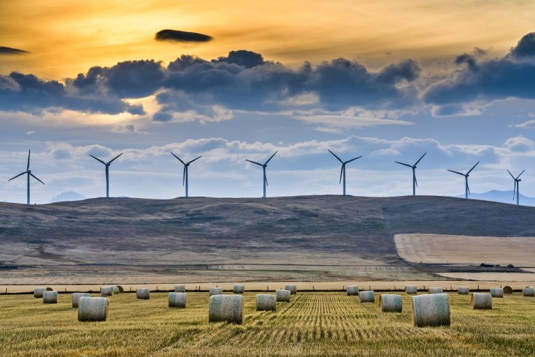 Windfarm in rural Alberta Canada