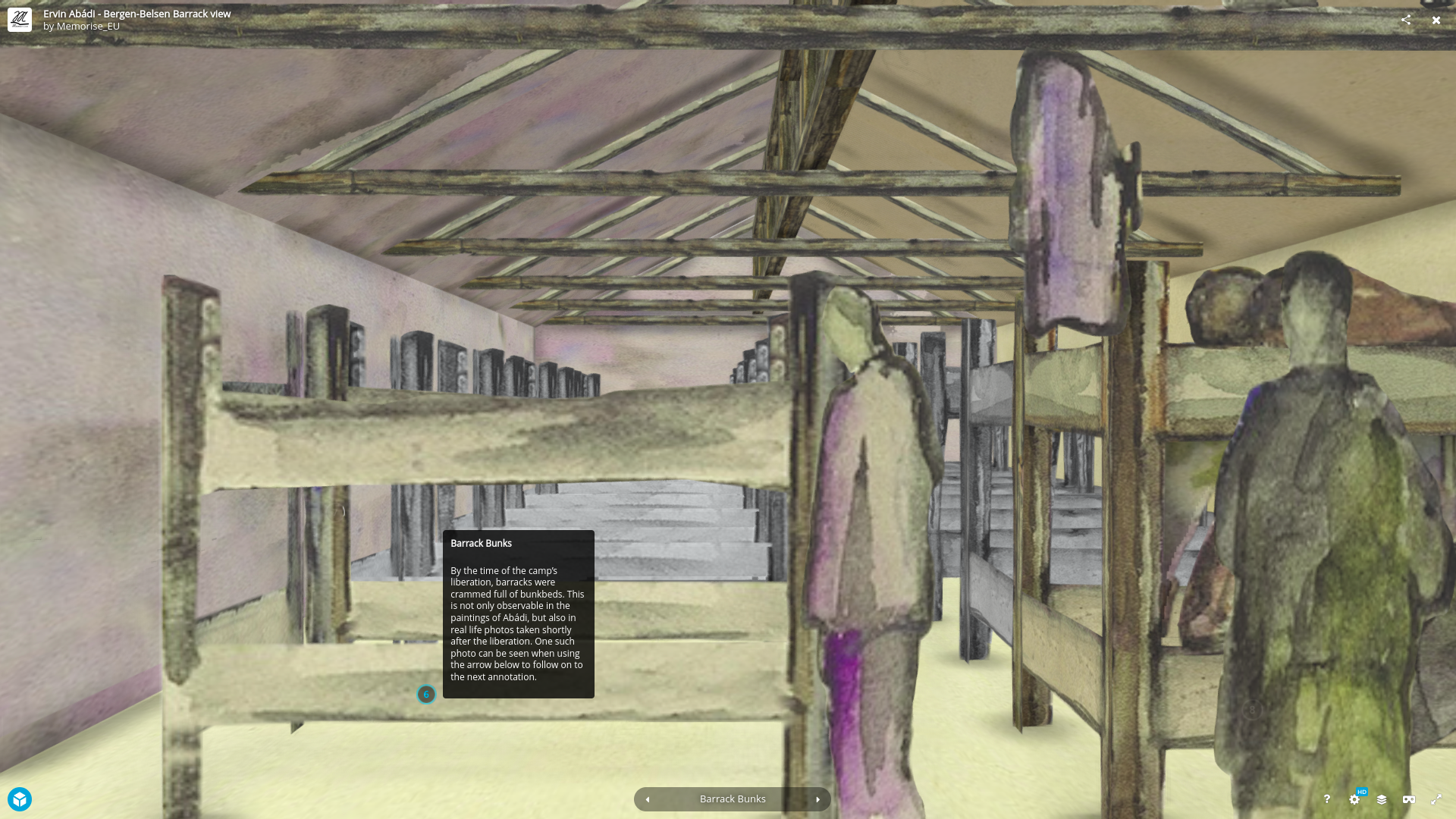 Figure 2: 3D prisoner artwork of an interior scene in Bergen-Belsen