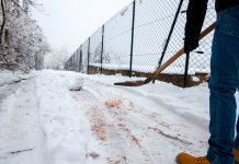 Winter snow cleaning the road