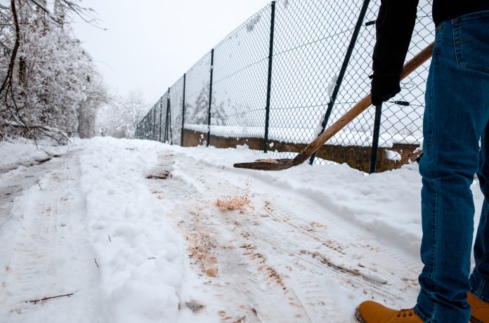 Winter snow cleaning the road