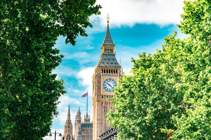 Big Ben in the Clock Tower at the Palace of Westminster in London