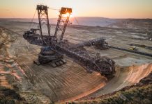 Brown coal opencast mining - Aerial view