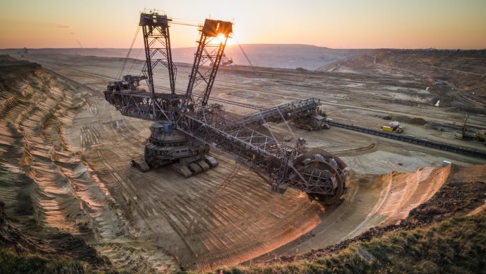 Brown coal opencast mining - Aerial view