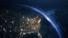 USA seen from space at night. Glowing maps of USA. 3D render.