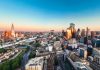 Aerial view of finance district in London