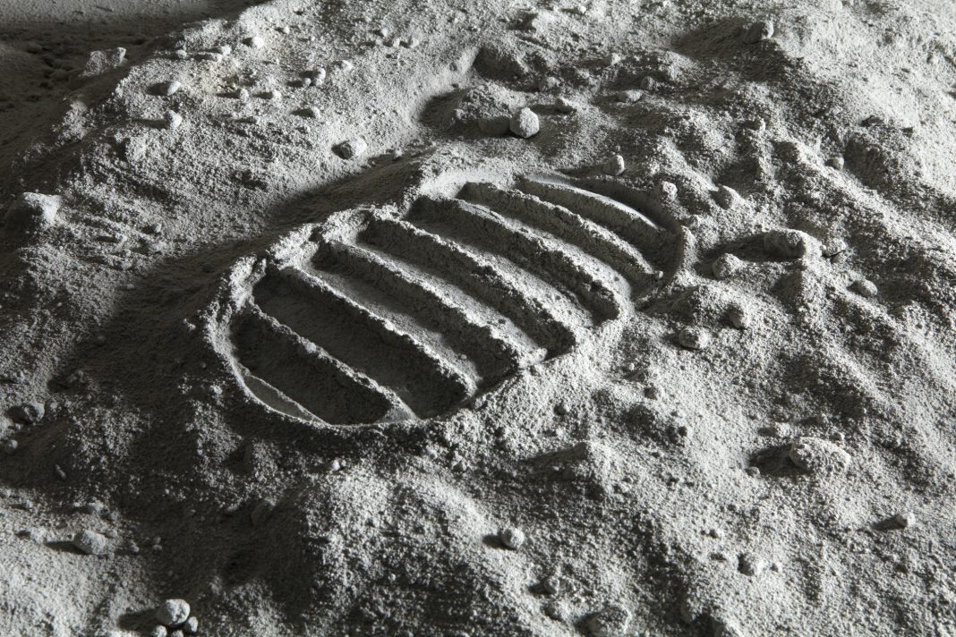 Detail of footprint on the Moon. See similar space photos: