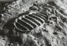 Detail of footprint on the Moon. See similar space photos: