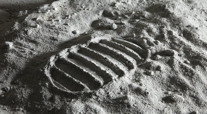 Detail of footprint on the Moon. See similar space photos: