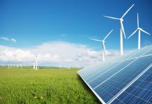 solar panels and windmill power plant