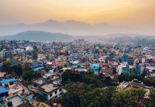 Patan at sunset in Nepal