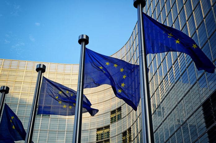 EU flags in front of European Commission