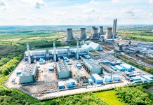 Drone view of natural gas power station at West burton, UK