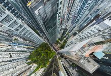 Directly above Almeda Itu street in Sao Paulo.