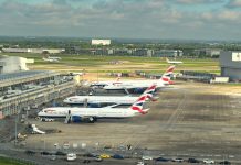 British Airways maintenance area at London Heathrow airport