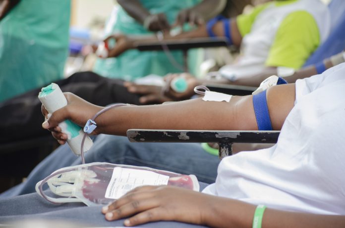 A group of Africans donating blood.