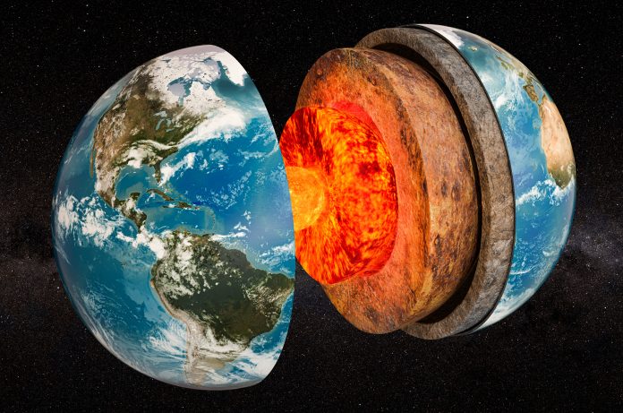 Structure of planet Earth in space, 3D rendering. The source of the map - https://svs.gsfc.nasa.gov/3615