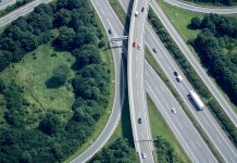 Aerial View of a Highway Intersection