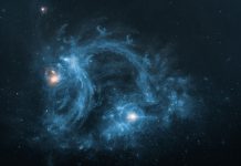 Abstract image of distant galaxies merging together