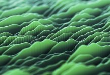 Abstract image featuring wavy lines creating a digital landscape. Perfect for themes related to technology, data visualization, and modern digital art. 3d illustration.