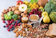 Selection of healthy rich fiber sources vegan food for cooking