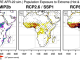 Fig. 1: The average number of people affected yearly (from 1981 to 2010) by extreme heat and humidity co-occurring (a). The expected change in the number of people exposed to these extreme conditions by 2069–2098 is shown for two scenarios: one with strong climate action (c) and one with little or no action (b).